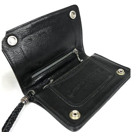 Chrome Hearts 2 Zip Cross Button Wallet With Strap Black #101994