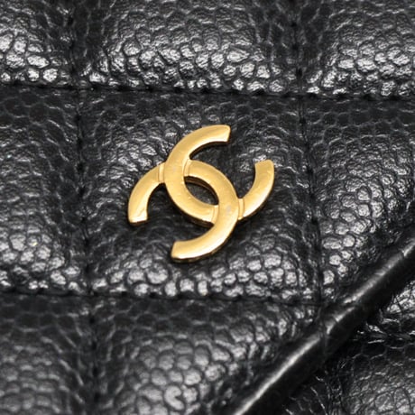 CHANEL Wallet on Chain Bag Quilted Caviar Black #75199