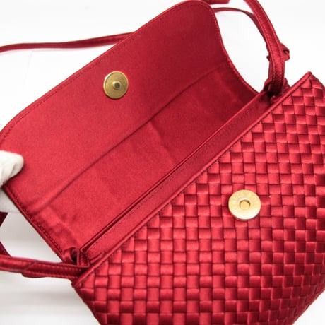 BOTTEGA VENETA Shoulder Bag Intrecciato Satin Red #75288