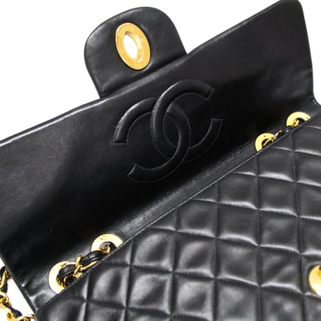 CHANEL Classic 34 Maxi Flap Bag Quilted Lambskin Black ＃74956
