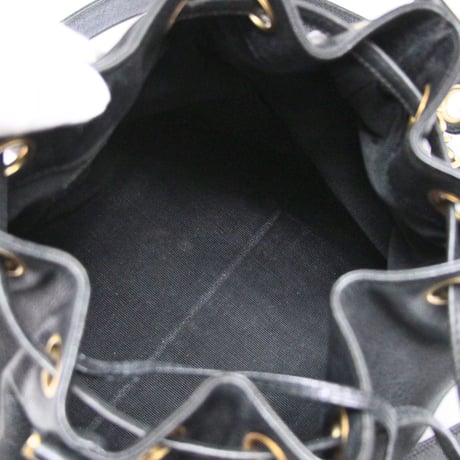 CHANEL CC Logo Drawstring Bucket Bag Caviar Black #74708
