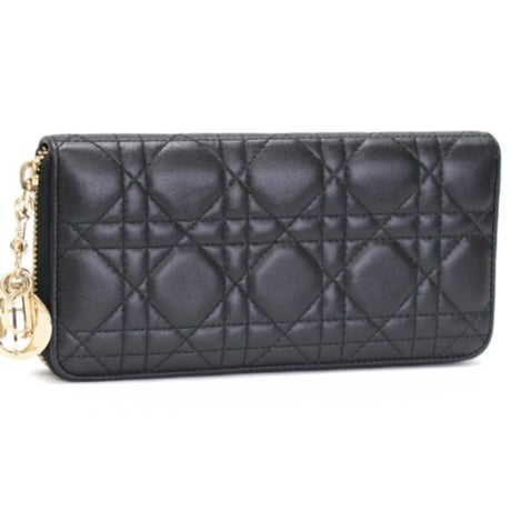 Christian Dior Voyage Wallet Cannage Leather Black #75057