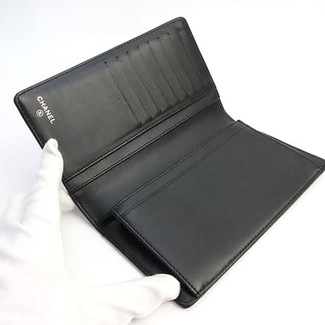 CHANEL Camellia Makeup Palette Flap Wallet Patent Leather Black #19156
