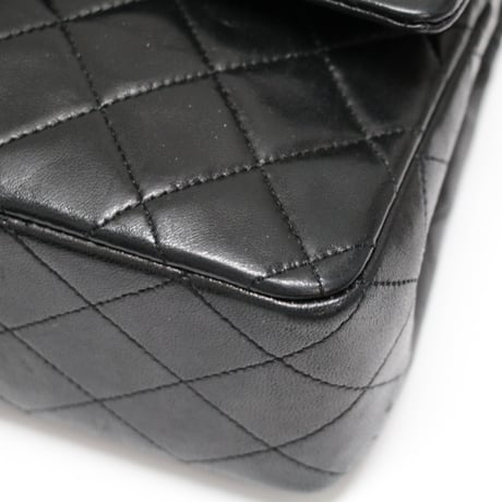 CHANEL Classic 25 Medium Double Flap Bag Quilted Lambskin Black #75113