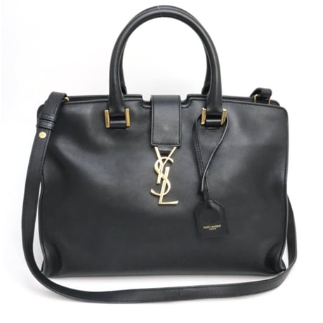 Yves Saint Laurent バッグ 黒/茶 Yves Saint Laurent Black Embossed Patent Leather Medium