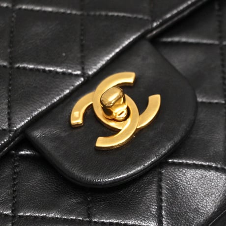 CHANEL Classic 25 Medium Double Flap Bag Quilted Lambskin Black #74957