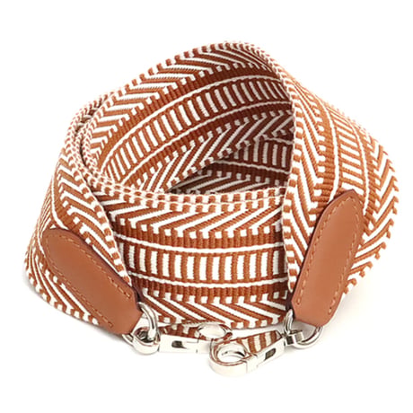 HERMES Bandouliere Sangles Caval Shoulder Strap Canvas Brown ＃18880