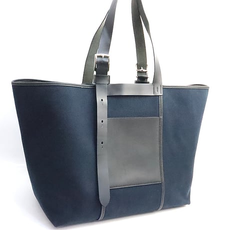 HERMES Etriviere Pocket 35 Tote Bag Toile Goeland Vache Hunter Swift Leather Black Navy ＃19000