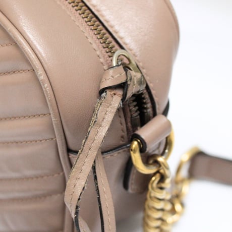 GUCCI GG Marmont Camera Bag Quilted Leather Pink Beige #73065