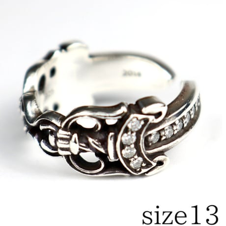 Chrome Hearts Double Dagger Open Pave Diamond Ring 　#31345