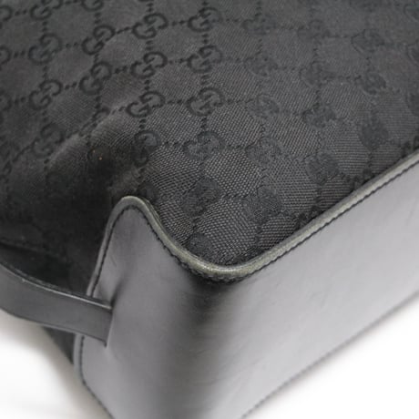 GUCCI Horizontal Buckle Tote Bag GG Canvas Black #75048