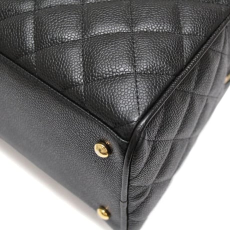 CHANEL Timeless CC Bowling Bag Quilted Caviar Black #74979