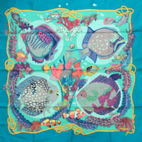 HERMES Carre 90 Silk 100% Scarf Stole ”Grands Fonds” #74083
