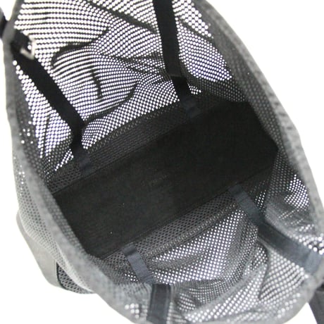 PRADA Sports Mesh Tote Bag Leather Canvas Black #74276