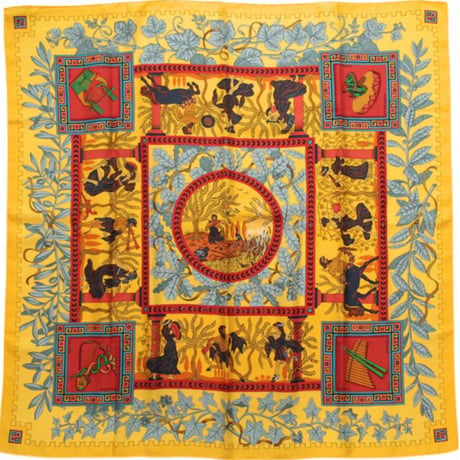 HERMES Carre 90 Silk 100% Scarf Stole ”MUSIQUE DES DIEUX" #74366