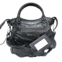 BALENCIAGA Town Shoulder Bag Leather Black ＃74674