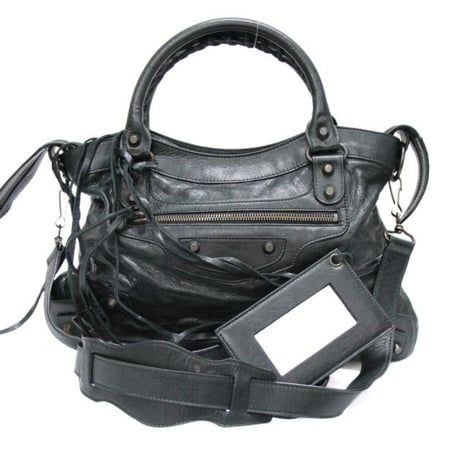 BALENCIAGA Town Shoulder Bag Leather Black ＃74674