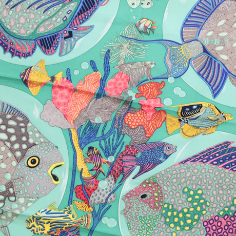 HERMES Carre 90 Silk 100% Scarf Stole ”Grands Fonds” #74083