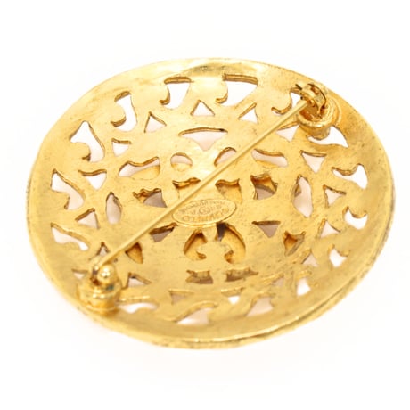 CHANEL CC Logo Pin Brooch Gold-toned 95A ＃74232