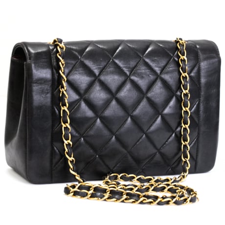 CHANEL Diana 25 Medium Flap Bag Quilted Lambskin Black ＃74785