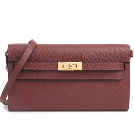 HERMES Kelly To Go Wallet Veau Epsom Leather Rouge H #19314