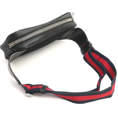 GUCCI Belt Bag GG Supreme Canvas Leather Black #18689
