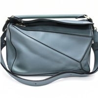 LOEWE Medium Puzzle Bag Leather Blue #74296