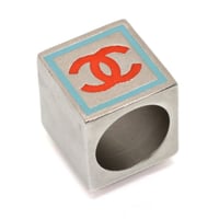 CHANEL CC Logo Square Ring Silver-toned #74838