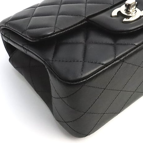 CHANEL Mini Square Flap Bag Quilted Lambskin Black #19154