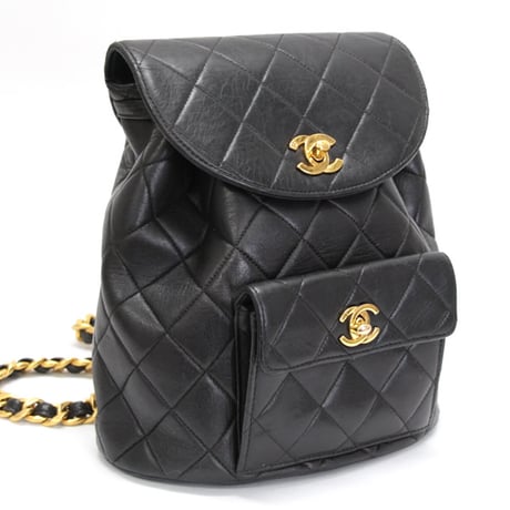CHANEL Duma Backpack Quilted Lambskin Black ＃71594