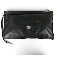 Chrome Hearts BS Fleur Flat Pouch Leather Clutch Bag #30730