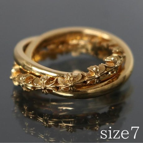 Chrome Hearts 22K Tiny E CH Plus Triple Band Trinity Ring #103199