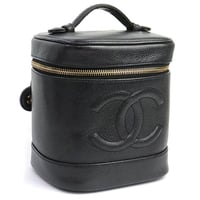 CHANEL CC Logo Vanity Bag Caviar Black #19343