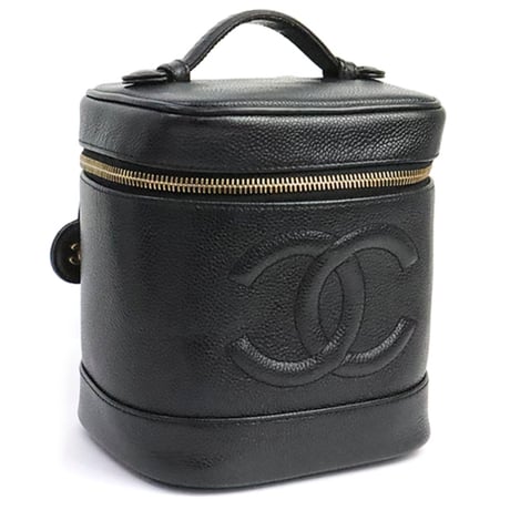 CHANEL CC Logo Vanity Bag Caviar Black #19343