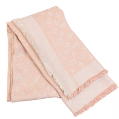 Louis Vuitton Monogram Scarf Wool Silk Rose Ballerine M72046 #73424