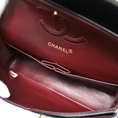 CHANEL Classic 25 Medium Double Flap Bag Quilted Lambskin Black #73274