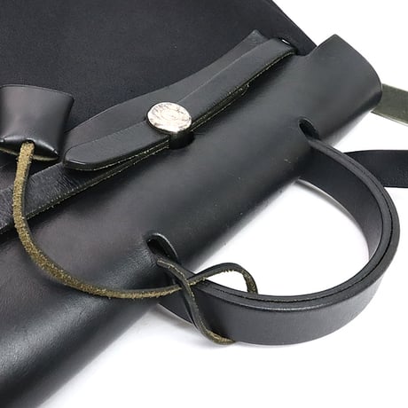 HERMES Herbag Ado PM Toile Officier Vache Hunter Leather Black ＃18372