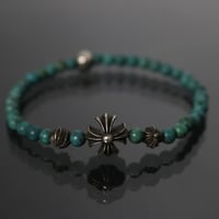 Chrome Hearts Cutout CH Plus 4mm Turquoise Beads Bracelet #103224