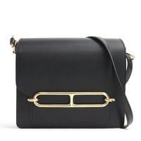 HERMES Sac Roulis Mini Shoulder Bag Evercolor Leather Black #19235