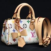 Louis Vuitton x Murakami Nano Speedy Handbag Monogram Multicolor White M13391 #75095