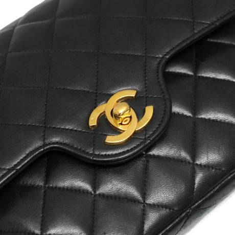 CHANEL Classic 23 Small Double Flap Bag Quilted Lambskin Black ＃74984