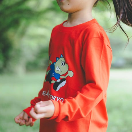 《mameko》KIDSオリジナルロングTシャツ/レッド