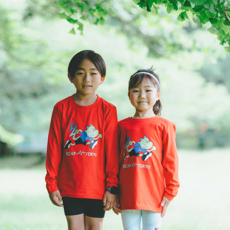 《mameko》KIDSオリジナルロングTシャツ/レッド
