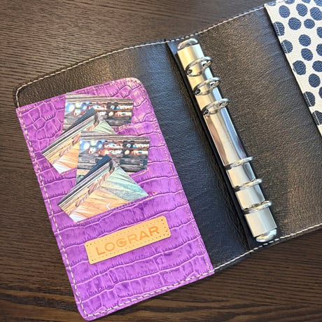 6穴手帳バインダー/パープル+ドット【1点限定品】