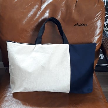 364.くたっとリネンのトートバッグ　ネイビー　A 364.くたっとリネンのトートバッグネイビーA