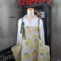 【sale】【背中がかわいい】エプロンドレス：レモン：ソフトリネン【0962】