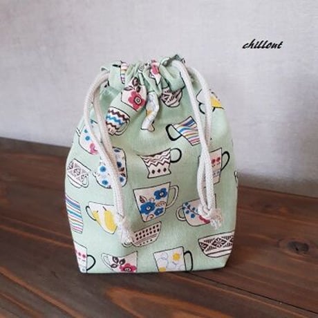 【入園・入学】入園バッグ５点セット：ティーカップ：エメラルド【0416】
