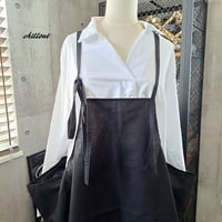 【背中がかわいい】エプロンドレス：ブラック：コットン【0966】