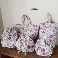 【入園・入学】入園バッグ５点セット：北欧花柄：パープル【0448】
