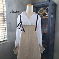 【背中がかわいい】エプロンドレス：ワッシャーリネン×ブラック【1021】
